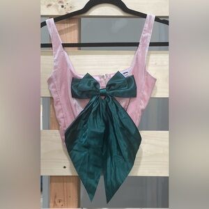 Fashion Nova Pink and Green Crop Top